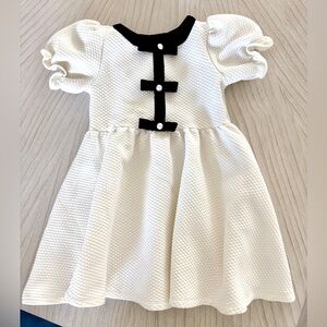 Janie and Jack White Quilt Textured Dress with Black Velvet Trim